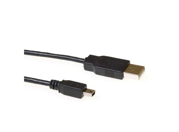 ACT USB2 Kabel A-MiniB -  5,0 m A-MiniB5 USB Kabel Sort 